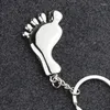 Keychains Fashion Personlighet Metal Foot Key Chains Högkvalitativ silverpläterad gåva