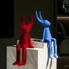 Decorative Objects Figurines Creative Rabbit Statue Nordic Home Living Room Decoration Kawaii Room Decor Desk Figurines for Interior 230629