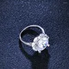 Anelli a grappolo QUKE Anello fiore in vera moissanite 5ct 11mm D Color Lab Diamond Pure S925 Sterling Silver Fine Jewelry Gift per le donne