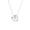 Collares pendientes PANJBJ Color plata Zircon mariposa amor corazón collar para mujer chica lindo Dropwise esmalte joyería regalo de cumpleaños gota