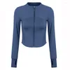 Chemises actives Blazer respirant fil féminin Yoga veste de course mince fermeture éclair Fitness chemise col montant haut femmes à manches longues manteau