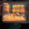 Lampes de table INS lumière LED peinture chevet photo décor Anime Style moderne simuler soleil dessin nuit cadre en bois lampe