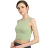 Aktiva skjortor sport Vest Crop Top for Women Gym Nylon Stretch Padded Yoga Underwear Running Body Building Workout Fitness Sleeveless