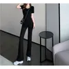 Casual Sportswear Suit Women's Tracksuits Summer 2023 New Fashion Lady Slim T-shirt Wide Leg Pants Two-Piece Set