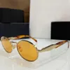 골드 옐로우 타원형 선글라스 Mens Retro Glasses Summer Sunnies gafas de sol Sonnenbrille UV400 Eyewear with Box
