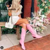 Stivali Moda di marca Colorful Love Heart Colorful Liberare Stivali occidentali per le donne Cowgirl Cowboy Tacco grosso Donna Stivali a metà polpaccio 230629