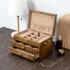 Smycken påsar lyxig låda lådan arrangör halsband örhängen förvaring kinesisk stil trä stor kapacitet zeeland tall