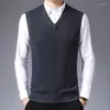 Coletes masculinos outono e inverno suéter masculino colete de alta qualidade para trabalho casual cavalheiro com decote em V pulôver moda casaco de malha