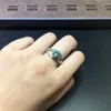 Klusterringar 2 runda briljant snitt diamanttest förbi d färg grön moissanite ring silver 925 utmärkt kvalitet ädelsten bröllop