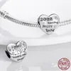 925 Sterling Silver Ciondola Charm Designer fai da te a forma di cuore Ciondola Charms per mamma Figlio Figlia Sorella Amica Bead Fit Pandora Charms Bracciale Accessori gioielli fai da te