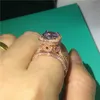 Solitaire Ring Solitaire Ring 18K Rose Gold Vintage 3in1 Diamond CZ Ring Set 925 Sterling Silver Jewelry Engagement Wedding Band Rings Z230630