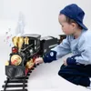 Trem de simulação de trilha elétrica/RC controle remoto retrô vapor elétrico controle de velocidade stepless controle remoto fumar trem brinquedos infantis 230629
