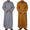 エスニック服2色Shaolin Temple Costume Zen Buddhend Robe Lay Monk Meditation Gown仏教服セットトレーニングユニフォームS241o