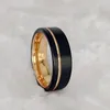 Cluster Ringen Hoge Kwaliteit 8mm 18k Rose Vergulde Herenmode Zwart Tungsten Carbide Sieraden Trouwringen vinger Voor Mannen Mannelijke