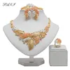 Fani African Beads Flower Jewelry Set Dubai Gold Färgglada smycken Set Nigerian Wedding Woman Accessories1257D