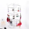 Smyckespåsar Hållare Display Round 4 Tier Rotating Alloy Earrings Stand Organizer Rack