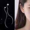 Dingle örhängen 925 Silver Needle Tassel Chain Star Drop For Women Girls Straight Hanging Earings Party Jewelry EH2028