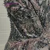 Partykleider Luxus Dubai Meerjungfrau ärmelloses Abendkleid für Frauen 2023 V-Ausschnitt Kristall handgemachte volle Spitze lange formale Kleider