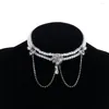 Girocollo dolce elegante stile coreano strass catena a rete femminile collana multistrato clavicola perla barocca