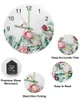 Wall Clocks Ins Style Tropical Plants Flowers Flamingos Round Luminous Needles Clock Decor Room Hanging Ornaments Silent