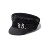 Chapeau RB Simple en strass pour femmes et hommes, Style de rue, chapeaux de journal, bérets noirs à dessus plat, Caps251U