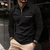 Men's T Shirts Street Clothing T-shirt Men Fashion Loose POLO Shirt Long Sleeve Large Top Summer Dress Mens Retro Zipper Pocket Casual