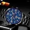 Montres-bracelets Top hommes en acier inoxydable montres à quartz mâle calendrier d'affaires montre homme bracelet en cuir horloge lumineuse Reloj Hombre