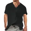 Homens camisetas grandes altos homens verão v pescoço sólido manga curta solta camisa de linho moda longa