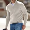 Suéteres masculinos homens camisola elegante inverno zíper gola pescoço proteção calor macio uma cor sólida casual top longo