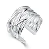 Whole 925 Sterling Silver Plated Fashion Braided ring - Opening Jewelry LKNSPCR022236x