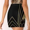 Skirts Art Deco Design Women's Skirt Mini A Line With Hide Pocket Gold Golden Faux Foil Black Little Party Never