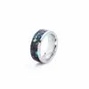 Bröllopsringar mode 8mm silverfärg för kvinnor män inlay färgglada abalone skal finger ringband par smycken gåvor