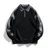 Vestes pour hommes Sweat-shirt vintage pour hommes Revers à moitié zippé Top Veste ample polyvalente Mélange lourd