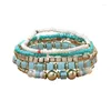 Strand Vintage Boho Multi-couche Graines Bracelet Bracelet Bracelets de mode de couleur bleu et blanc pour les femmes