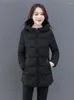 Trench da donna Cappotto invernale Donna Nero L-4XL Parka con cappuccio 2023 Moda Slim Manica lunga Coreano Verde Spessore Calore Cotone Giubbotti