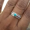 Cluster Rings Huitan Bohemian Style Imitation Turquoise Women Ethnic Vacation Party Aesthetic Finger Accessories Lady Drop Ship Jewelry