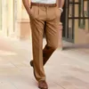 Abiti da uomo Pantaloni eleganti a gamba dritta Abito classico in tinta unita premium Pantaloni eleganti a vita media con tasche per l'ufficio aziendale