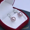 Studörhängen ED40 LEFEI Fashion Luxury 11-12mm Stark lyster Få fel sötvatten Pearl White Zircon Star Earring for Women 925 Silver