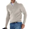 Suéteres masculinos homens camisola elegante inverno zíper gola pescoço proteção calor macio uma cor sólida casual top longo