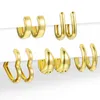 Orecchini a cerchio placcati in oro cuore di lusso per le donne in Boho Punk grosso orecchino geometrico in metallo moda regali semplici gioielli