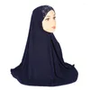 Sjaals 70x70 cm Volwassenen Bidden Hijab Moslim Sjaal Islamitische Hoofddoek Hoed Armia Pull Op Headwrap Satijnen Hijaabs