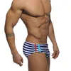 Pantaloncini da uomo WK91 Striscia blu scuro Costumi da bagno da uomo sexy a vita bassa Costumi da bagno estivi da spiaggia Bikini Slip da bagno Costumi da bagno da bagno