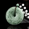 Pendentif en Jade à motif Ruyi vert, haricot de jadéite naturel, boucle de paix