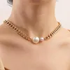 Колье 2023, ожерелье с подвеской в стиле барокко и жемчугом, уличная толстая цепочка в стиле ретро