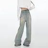 Jean femme mode coréenne Y2k rétro jambe large taille haute droite Style Streetwear pantalon Baggy Denim pantalon dame vêtements