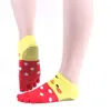 Meias atléticas dedo do pé completo yoga feminino dos desenhos animados dot silicone coreano japão algodão antiderrapante aperto pilates cinco baixo-tornozelo meia