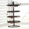 Smyckespåsar Hållare Display Round 4 Tier Rotating Alloy Earrings Stand Organizer Rack