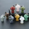 Pingente colares 10 pc mini cogumelo natural pedra escultura encantos reiki cura cristais rosa quartzo pingentes para colar jóias fazendo