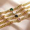 Bracelets de cheville en Zircon pour femmes, en acier inoxydable, couleur or, sur pied, tendance, bijoux de plage d'été