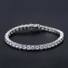 Quality 4A Entire 3mm 4mm CZ Tennis Bracelet In Real Solid 925 Sterling Silver Classial Jewelry 2pcs Lot274M